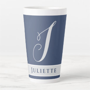 EEN KLASSIEK MONOGRAM INITIAAL GENAAMD SILVER WHIT LATTE MOK