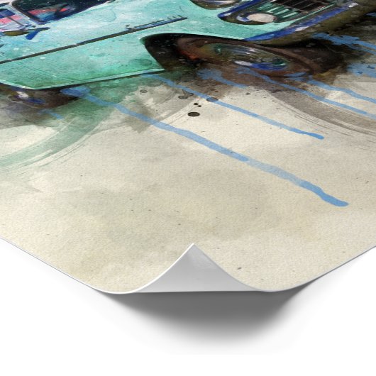 Een klassiek oud bleek blauw poster (Hoek)