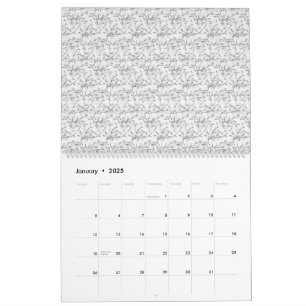 Een klassiek zwart-wit bloemmotief, illustra kalender