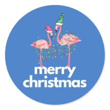Een Klassieke Flamingo Kerst Ronde Stickers
