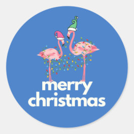 Een Klassieke Flamingo Kerst Ronde Stickers