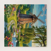 Een klassieke houten windmolen legpuzzel (Horizontaal)