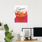 Een klassieke negroni: een cocktail om roze kunst  poster (Thuiskantoor)