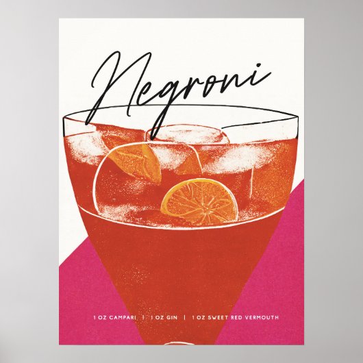 Een klassieke negroni: een cocktail om roze kunst  poster (Voorkant)