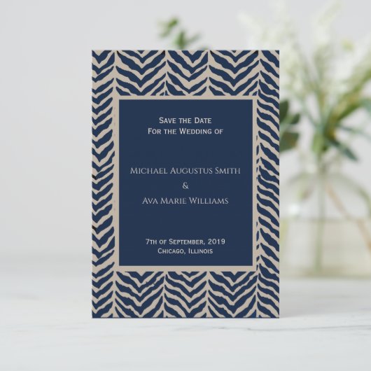 Een klassieke visgraatbruiloft Sla de datumkaart o Save The Date (Staand voorkant)