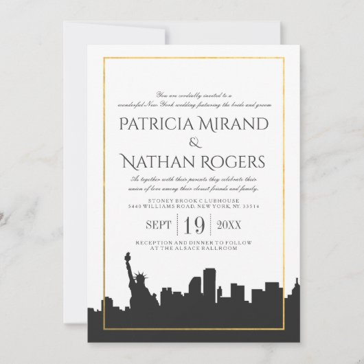 Een klassieke White New York Wedding Invitations Kaart (Voorkant)