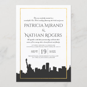 Een klassieke White New York Wedding Invitations Kaart