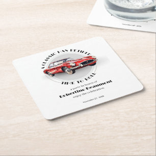 Een Klassieker Is Met Pensioen Rood Auto Pensioenf Kartonnen Onderzetters