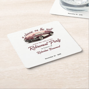 Een Klassieker op de Rol Retro Auto Pensioenfeest Kartonnen Onderzetters