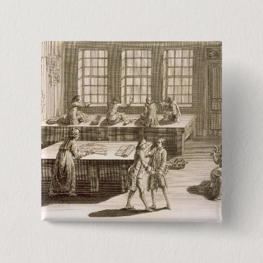 Een kleermakerij van de "Encyclopedie des Sc" Vierkante Button 5,1 Cm (Voorkant)