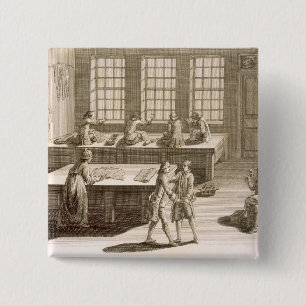 Een kleermakerij van de "Encyclopedie des Sc" Vierkante Button 5,1 Cm