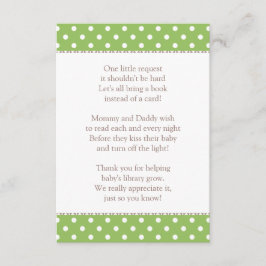Een klein aanvraagboek voor een groen Baby shower Informatiekaartje