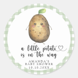 Een klein aardappeltje is op komst - Baby Shower Ronde Sticker