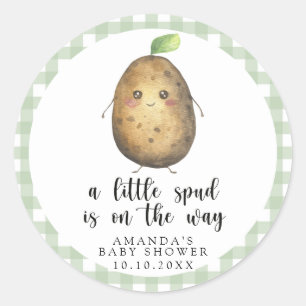 Een klein aardappeltje is op komst - Baby Shower Ronde Sticker