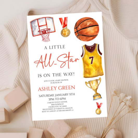 Een klein all-star basketbal Baby shower Kaart