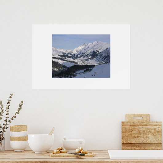 Een klein alpendorp omkijken poster (Keuken)