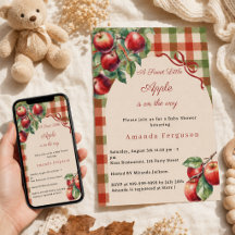 Een klein appelrood geruit meisje Baby Shower