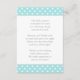 Een klein Aqua Blue Baby shower Book Informatiekaartje