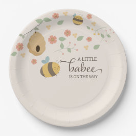 Een klein babee is onderweg, bijen baby shower papieren bordje