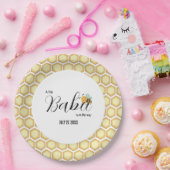 Een klein babee is op weg Honeycomb patroon Papieren Bordje (Feest)