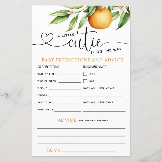 Een klein Baby shower advies over voorspellingen (Voorkant)