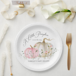 Een klein Baby shower Bord van een pumpkin-meisje