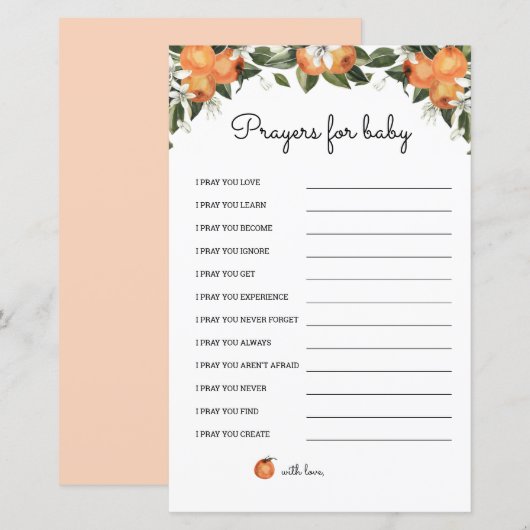 Een klein Baby shower gebeden voor Baby Kaarten (Voorkant / Achterkant)