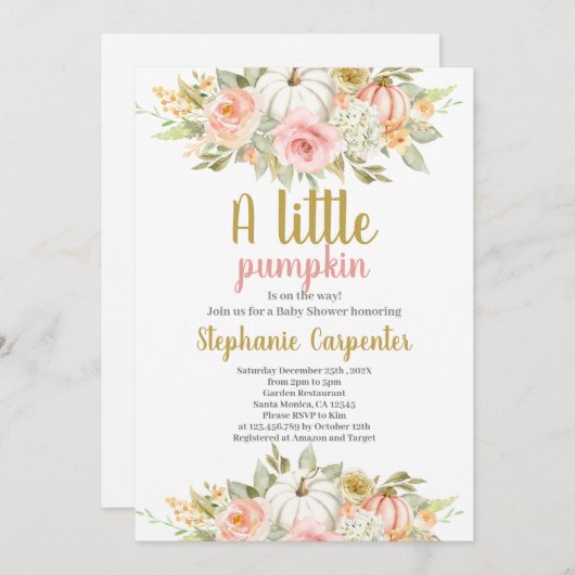 Een klein Baby shower-meisje-uitnodiging Kaart (Voorkant / Achterkant)