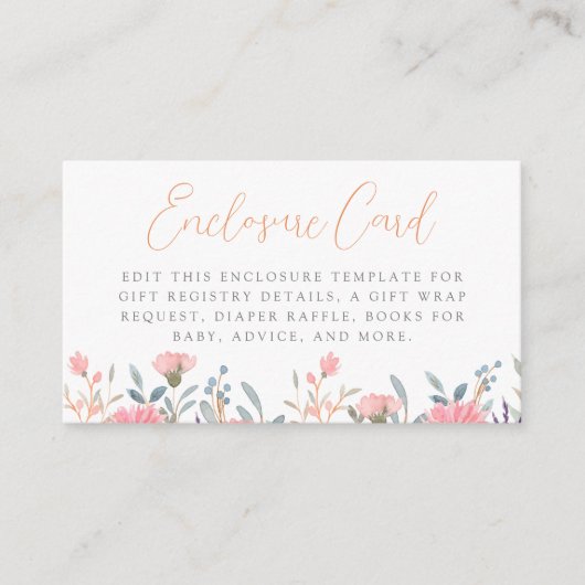 Een klein Baby shower van de Boho Girl-bloem Informatiekaartje (Voorkant)