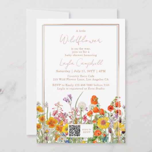 Een klein Baby shower van de Boho Girl-bloem Kaart (Voorkant)