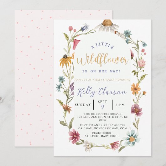 Een klein Baby shower van de Boho Girl-bloem Kaart (Voorkant / Achterkant)