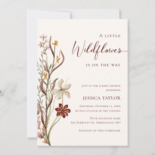 Een klein Baby shower van de Boho Girl-bloem Kaart (Voorkant)