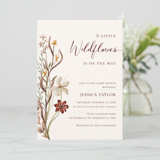 Een klein Baby shower van de Boho Girl-bloem Kaart (Staand voorkant)