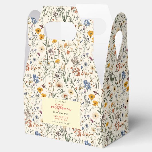 Een klein Baby shower van een meisje met wilde blo Bedankdoosjes (Geopend)