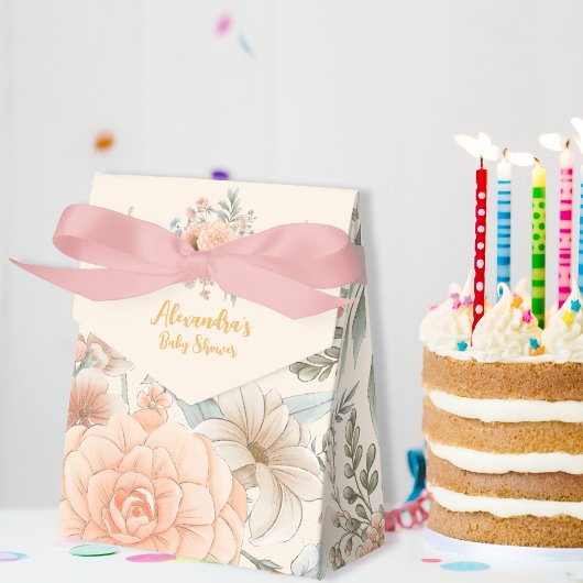 Een klein Baby shower van een meisje met wilde blo Bedankdoosjes