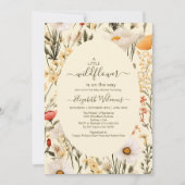 Een klein Baby shower van een meisje met wilde blo Kaart (Voorkant)