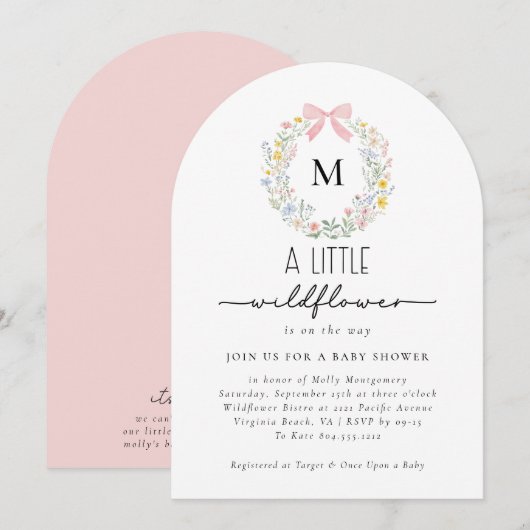 Een klein Baby shower van een meisje met wilde blo Kaart (Voorkant / Achterkant)