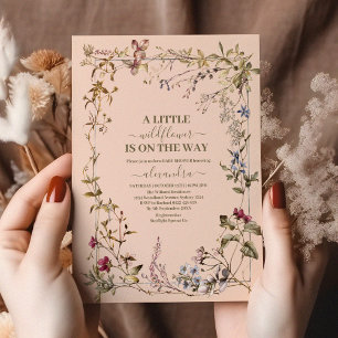 Een klein Baby shower van een meisje met wilde blo Kaart