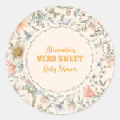 Een klein Baby shower van een meisje met wilde blo Ronde Sticker (Voorkant)