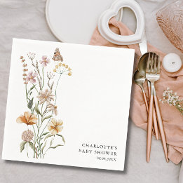 Een klein Baby shower van een meisje met wilde blo Servet