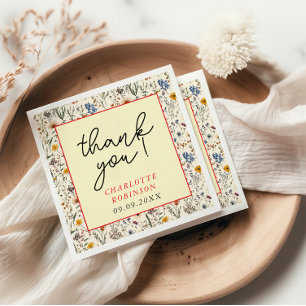 Een klein Baby shower van een meisje met wilde blo Servet