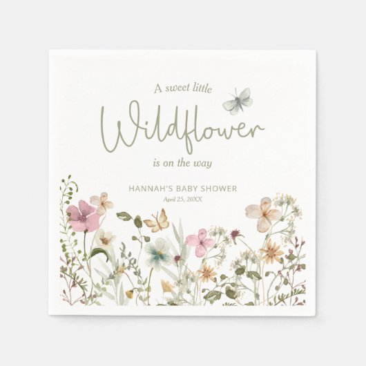 Een klein Baby shower van een meisje met wilde blo Servet (Voorkant)