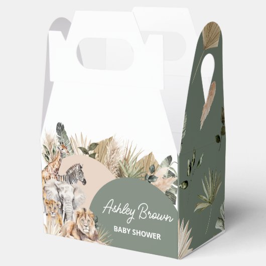 Een klein Baby shower van één Safari-dieren Bedankdoosjes (Geopend)