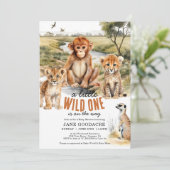 Een klein Baby shower van één Safari-dieren Kaart (Staand voorkant)