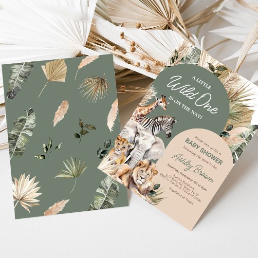 Een klein Baby shower van één Safari-dieren Kaart