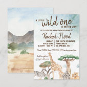 Een klein Baby shower van één Safari-dieren Kaart (Voorkant / Achterkant)