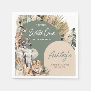 Een klein Baby shower van één Safari-dieren Servet