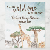 Een klein Baby shower van één Safari-dieren Wijn Etiket (Enkel label)