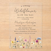 Een klein Baby shower van wilde bloemen Acryl Uitnodigingen (Voorkant)