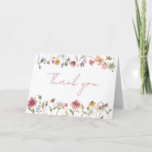 Een klein Baby shower van wilde bloemen Bedankkaart (Voorkant)